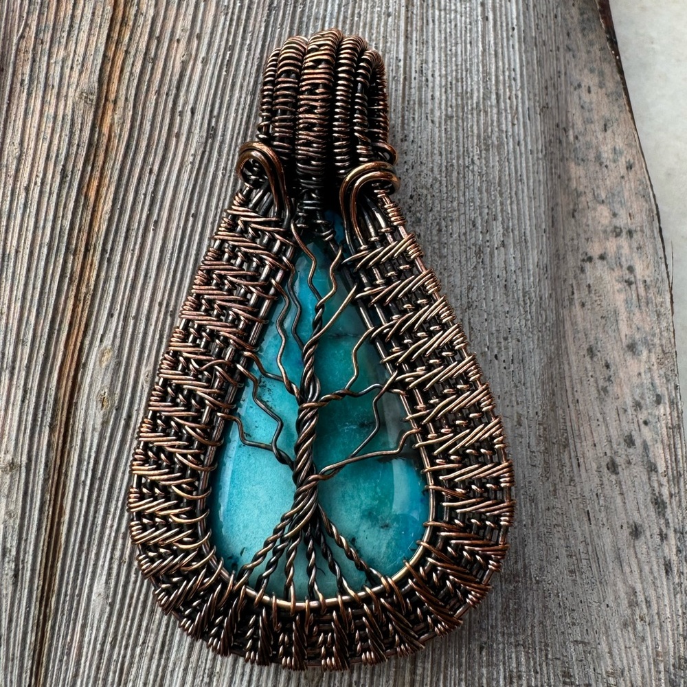 Copper Wired pendant- 2 1/2” Shattuckite Gemstone
